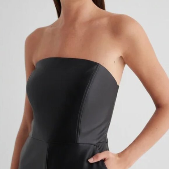 NWT Express Faux Leather Wide Leg Jumpsuit - Picture 4 of 4